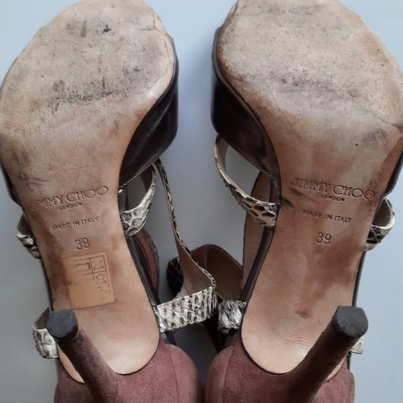 Jimmy Choo Snakeskin Suede Heels - Picture 7 of 7